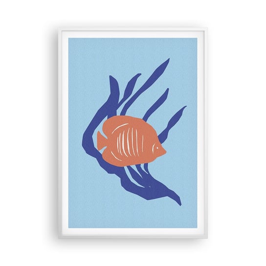 Obraz - Plakat - Mieszkanka wód koralowych - 70x100cm - Ryba Rafa Koralowa Minimalizm - Foto Plakaty w ramie koloru białego do Salonu Sypialni ARTTOR ARTTOR