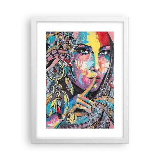 Obraz - Plakat - Milcz, aż zrozumiesz - 30x40cm - Kobieta Portret Kobiety Boho - Foto Plakaty na ścianę w ramie białej - Plakat do Salonu Sypialni ARTTOR ARTTOR