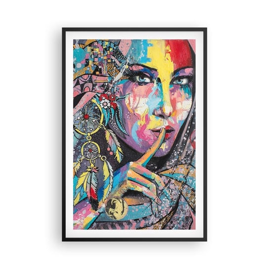 Obraz - Plakat - Milcz, aż zrozumiesz - 61x91cm - Kobieta Portret Kobiety Boho - Foto Plakaty na ścianę w czarnej ramie - Plakat do Salonu Sypialni ARTTOR ARTTOR