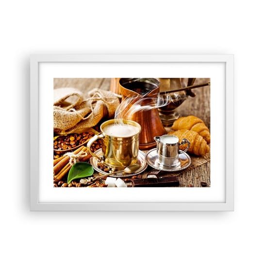 Obraz - Plakat - Miłego dnia! - 40x30cm - Kawa Gastronomia Kuchnia - Foto Plakaty na ścianę w ramie białej - Plakat do Salonu Sypialni ARTTOR ARTTOR