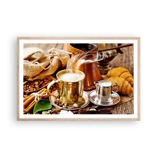Obraz - Plakat - Miłego dnia! - 91x61cm - Kawa Gastronomia Kuchnia - Foto Plakaty na ścianę w ramie jasny dąb - Plakat do Salonu Sypialni ARTTOR ARTTOR