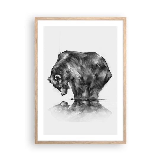 Obraz - Plakat - Miło zobaczyć się z kimś bliskim - 50x70cm - Abstrakcja Niedźwiedź Polarny Natura - Nowoczesny modny obraz Plakat rama jasny dąb ARTTOR ARTTOR