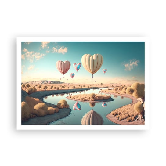 Obraz - Plakat - Miłość pozwala wznieść się - 100x70cm - Balony Pastelowe Cukierkowe - Foto Plakaty bez ramy na ścianę do Salonu Sypialni ARTTOR ARTTOR