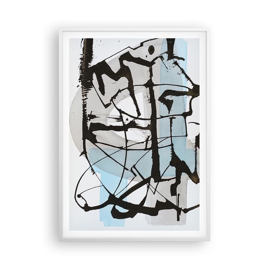 Obraz - Plakat - Mimo wszystko błękitny - 70x100cm - Abstrakcja Sztuka Chaos - Foto Plakaty w ramie koloru białego do Salonu Sypialni ARTTOR ARTTOR