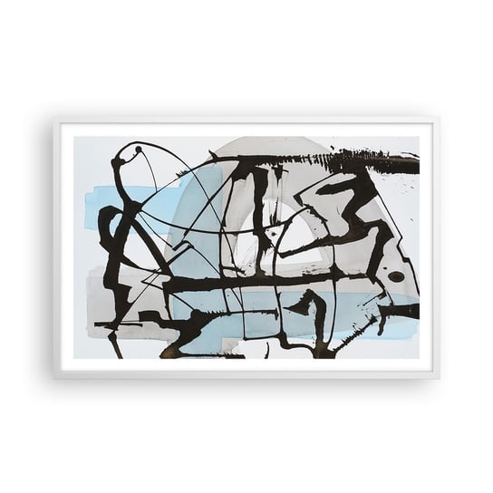 Obraz - Plakat - Mimo wszystko błękitny - 91x61cm - Abstrakcja Sztuka Chaos - Foto Plakaty na ścianę w ramie białej - Plakat do Salonu Sypialni ARTTOR ARTTOR