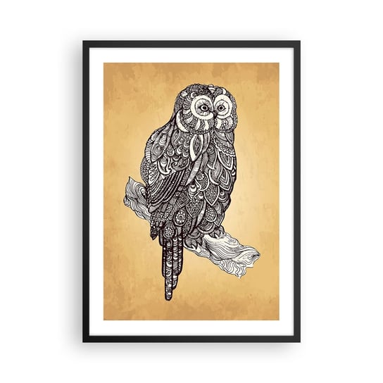 Obraz - Plakat - Misterne ornamenty mądrości - 50x70cm - Sowa Ptak Zwierzę - Nowoczesny modny obraz Plakat czarna rama ARTTOR ARTTOR