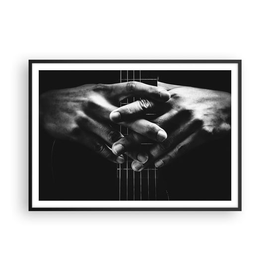 Obraz - Plakat - Modlitwa artysty - 100x70cm - Gitarzysta Muzyk Gitara - Foto Plakaty w ramie koloru czarnego do Salonu Sypialni ARTTOR ARTTOR