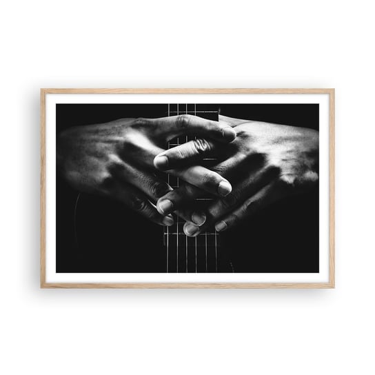Obraz - Plakat - Modlitwa artysty - 91x61cm - Gitarzysta Muzyk Gitara - Foto Plakaty na ścianę w ramie jasny dąb - Plakat do Salonu Sypialni ARTTOR ARTTOR