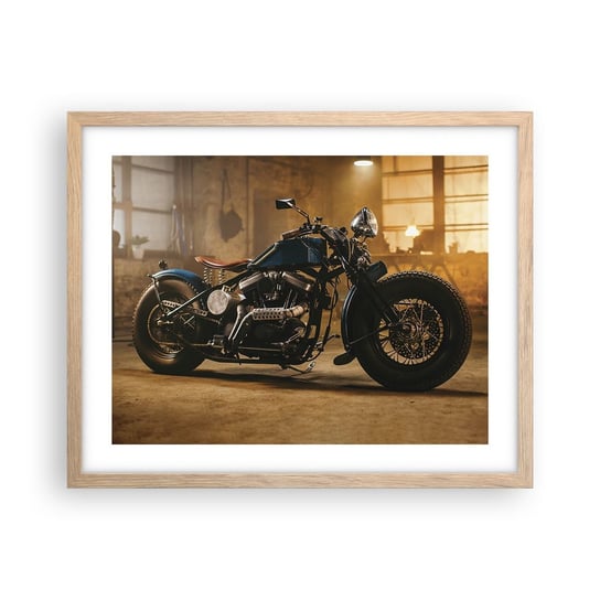 Obraz - Plakat - Mogę wszystko - 50x40cm - Motocykl Vintage Motoryzacja - Foto Plakaty w ramie koloru jasny dąb do Salonu Sypialni ARTTOR ARTTOR