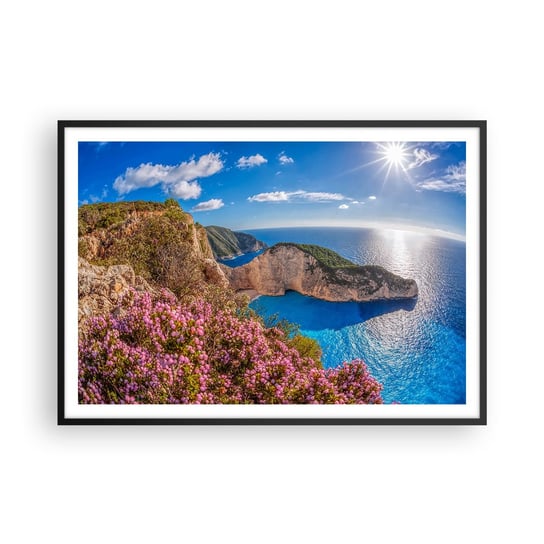 Obraz - Plakat - Moje wielkie greckie wakacje - 100x70cm - Krajobraz Morze Grecja - Foto Plakaty w ramie koloru czarnego do Salonu Sypialni ARTTOR ARTTOR