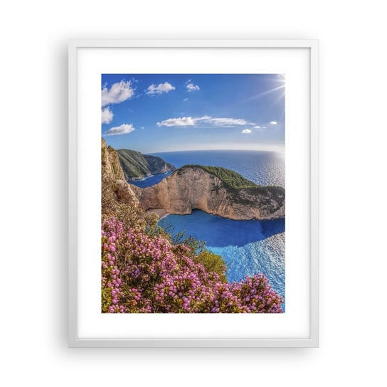 Obraz - Plakat - Moje wielkie greckie wakacje - 40x50cm - Krajobraz Morze Grecja - Foto Plakaty w ramie koloru białego do Salonu Sypialni ARTTOR ARTTOR