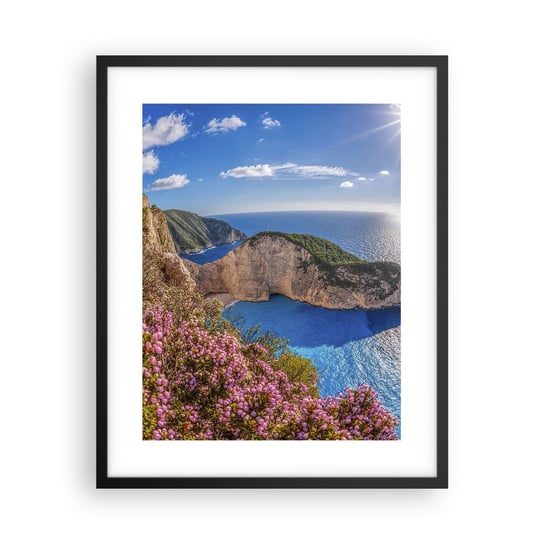 Obraz - Plakat - Moje wielkie greckie wakacje - 40x50cm - Krajobraz Morze Grecja - Foto Plakaty w ramie koloru czarnego do Salonu Sypialni ARTTOR ARTTOR