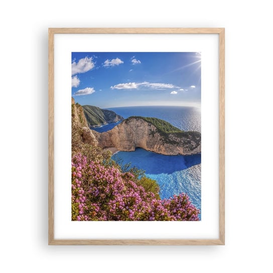 Obraz - Plakat - Moje wielkie greckie wakacje - 40x50cm - Krajobraz Morze Grecja - Foto Plakaty w ramie koloru jasny dąb do Salonu Sypialni ARTTOR ARTTOR