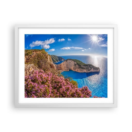 Obraz - Plakat - Moje wielkie greckie wakacje - 50x40cm - Krajobraz Morze Grecja - Foto Plakaty w ramie koloru białego do Salonu Sypialni ARTTOR ARTTOR