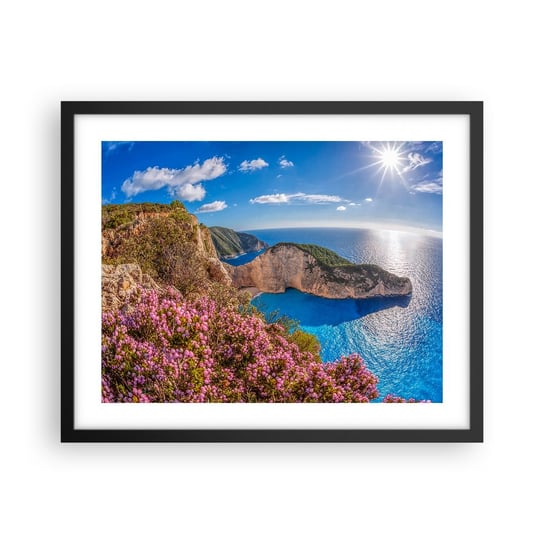 Obraz - Plakat - Moje wielkie greckie wakacje - 50x40cm - Krajobraz Morze Grecja - Foto Plakaty w ramie koloru czarnego do Salonu Sypialni ARTTOR ARTTOR