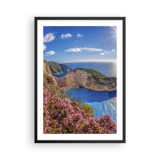 Obraz - Plakat - Moje wielkie greckie wakacje - 50x70cm - Krajobraz Morze Grecja - Nowoczesny modny obraz Plakat czarna rama ARTTOR ARTTOR