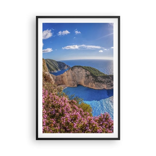 Obraz - Plakat - Moje wielkie greckie wakacje - 61x91cm - Krajobraz Morze Grecja - Foto Plakaty na ścianę w czarnej ramie - Plakat do Salonu Sypialni ARTTOR ARTTOR