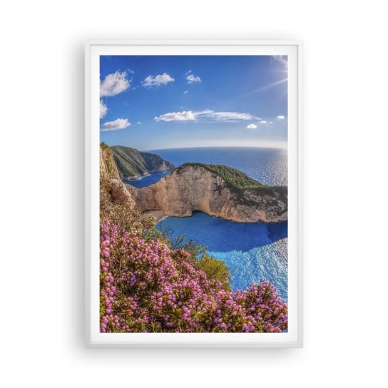 Obraz - Plakat - Moje wielkie greckie wakacje - 70x100cm - Krajobraz Morze Grecja - Foto Plakaty w ramie koloru białego do Salonu Sypialni ARTTOR ARTTOR