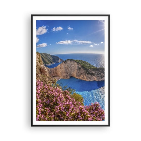 Obraz - Plakat - Moje wielkie greckie wakacje - 70x100cm - Krajobraz Morze Grecja - Foto Plakaty w ramie koloru czarnego do Salonu Sypialni ARTTOR ARTTOR