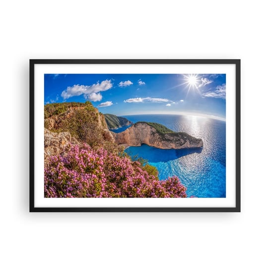 Obraz - Plakat - Moje wielkie greckie wakacje - 70x50cm - Krajobraz Morze Grecja - Nowoczesny modny obraz Plakat czarna rama ARTTOR ARTTOR