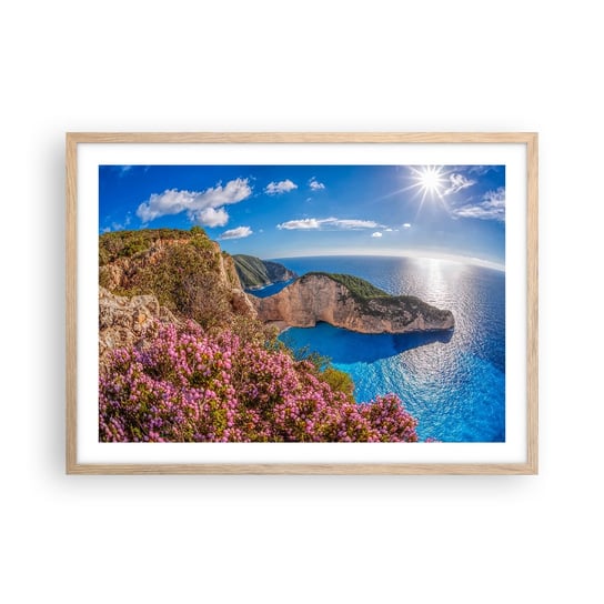 Obraz - Plakat - Moje wielkie greckie wakacje - 70x50cm - Krajobraz Morze Grecja - Nowoczesny modny obraz Plakat rama jasny dąb ARTTOR ARTTOR