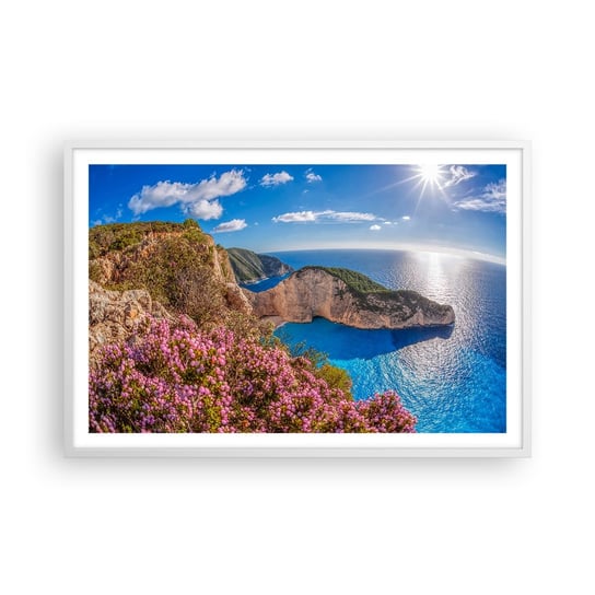 Obraz - Plakat - Moje wielkie greckie wakacje - 91x61cm - Krajobraz Morze Grecja - Foto Plakaty na ścianę w ramie białej - Plakat do Salonu Sypialni ARTTOR ARTTOR