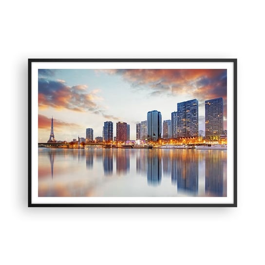 Obraz - Plakat - Monumentalny spokój Paryża - 100x70cm - Miasto Paryż Wieża Eiffla - Foto Plakaty w ramie koloru czarnego do Salonu Sypialni ARTTOR ARTTOR