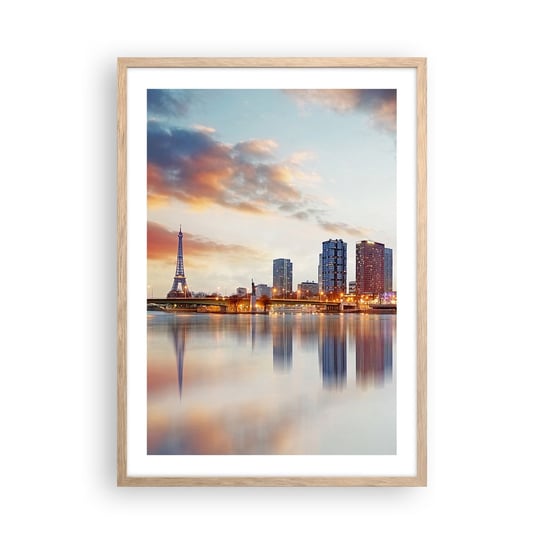 Obraz - Plakat - Monumentalny spokój Paryża - 50x70cm - Miasto Paryż Wieża Eiffla - Nowoczesny modny obraz Plakat rama jasny dąb ARTTOR ARTTOR
