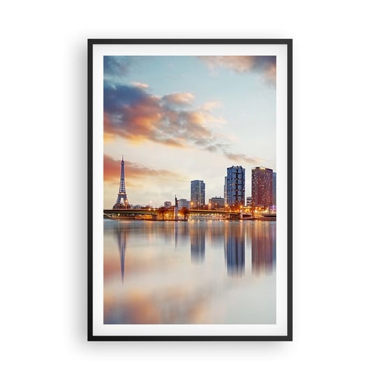 Obraz - Plakat - Monumentalny spokój Paryża - 61x91cm - Miasto Paryż Wieża Eiffla - Foto Plakaty na ścianę w czarnej ramie - Plakat do Salonu Sypialni ARTTOR ARTTOR