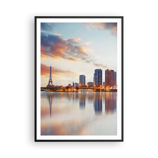 Obraz - Plakat - Monumentalny spokój Paryża - 70x100cm - Miasto Paryż Wieża Eiffla - Foto Plakaty w ramie koloru czarnego do Salonu Sypialni ARTTOR ARTTOR