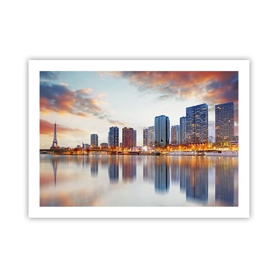 Obraz - Plakat - Monumentalny spokój Paryża - 70x50cm - Miasto Paryż Wieża Eiffla - Nowoczesny modny obraz Plakat bez ramy do Salonu Sypialni ARTTOR ARTTOR