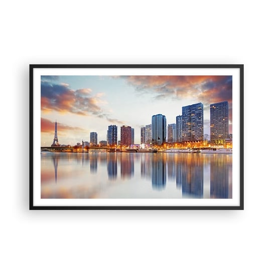 Obraz - Plakat - Monumentalny spokój Paryża - 91x61cm - Miasto Paryż Wieża Eiffla - Foto Plakaty na ścianę w czarnej ramie - Plakat do Salonu Sypialni ARTTOR ARTTOR