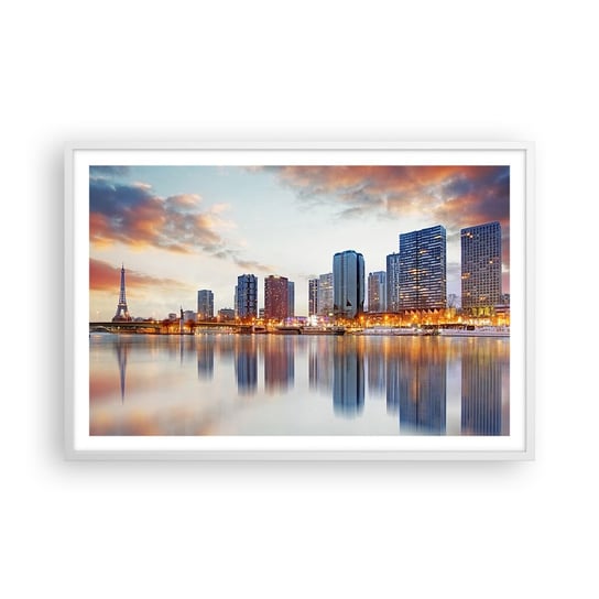 Obraz - Plakat - Monumentalny spokój Paryża - 91x61cm - Miasto Paryż Wieża Eiffla - Foto Plakaty na ścianę w ramie białej - Plakat do Salonu Sypialni ARTTOR ARTTOR