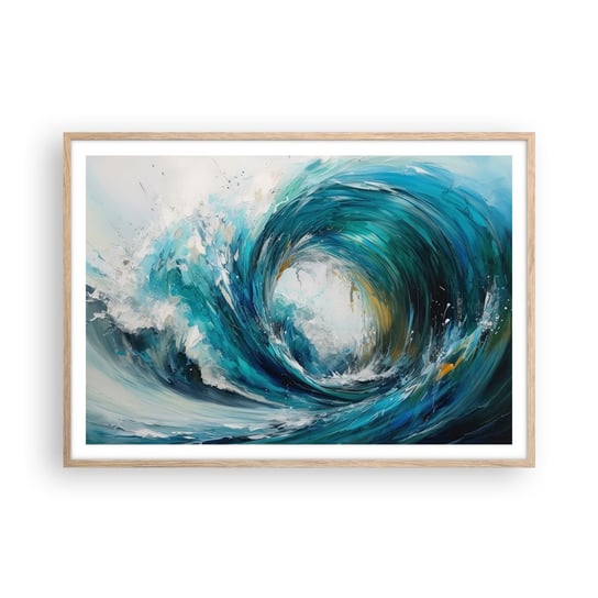 Obraz - Plakat - Morski portal - 100x70cm - Ocean Fala Sztuka - Foto Plakaty w ramie koloru jasny dąb do Salonu Sypialni ARTTOR ARTTOR