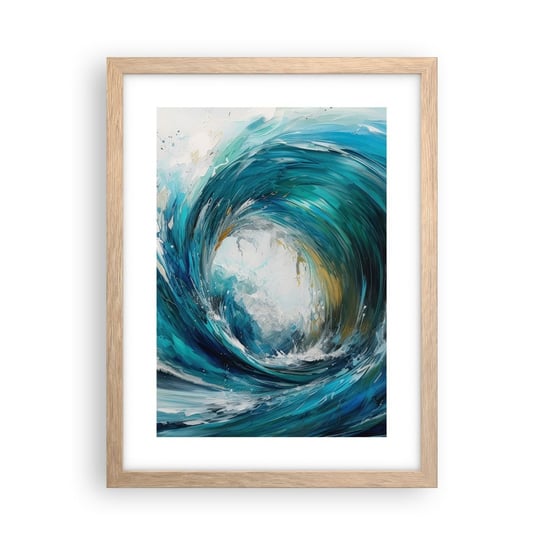 Obraz - Plakat - Morski portal - 30x40cm - Ocean Fala Sztuka - Foto Plakaty na ścianę w ramie jasny dąb - Plakat do Salonu Sypialni ARTTOR ARTTOR