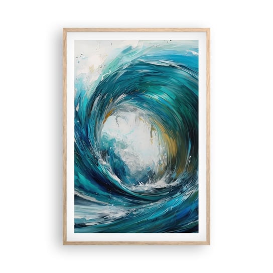 Obraz - Plakat - Morski portal - 61x91cm - Ocean Fala Sztuka - Foto Plakaty na ścianę w ramie jasny dąb - Plakat do Salonu Sypialni ARTTOR ARTTOR