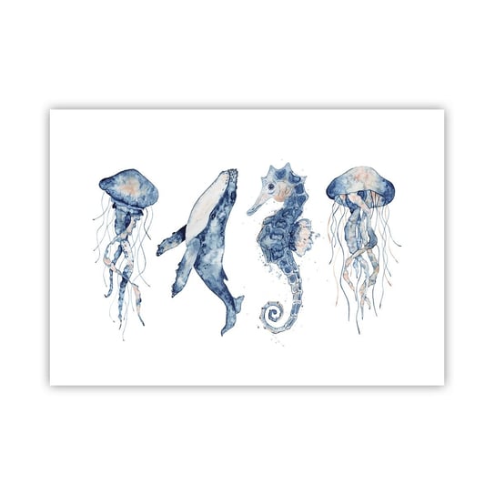 Obraz - Plakat - Morskie dziwy - 100x70cm - Morskie Zwierzęta Konik Morski Meduza - Foto Plakaty bez ramy na ścianę do Salonu Sypialni ARTTOR ARTTOR