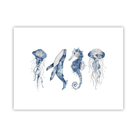 Obraz - Plakat - Morskie dziwy - 40x30cm - Morskie Zwierzęta Konik Morski Meduza - Foto Plakaty na ścianę bez ramy - Plakat do Salonu Sypialni ARTTOR ARTTOR