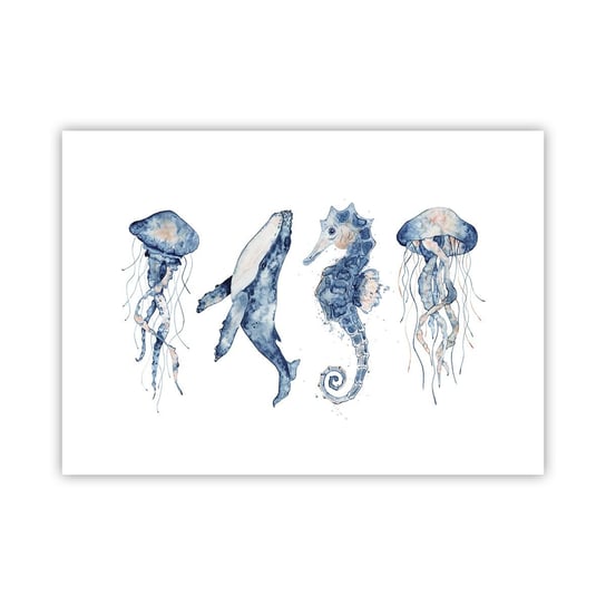 Obraz - Plakat - Morskie dziwy - 70x50cm - Morskie Zwierzęta Konik Morski Meduza - Nowoczesny modny obraz Plakat bez ramy do Salonu Sypialni ARTTOR ARTTOR