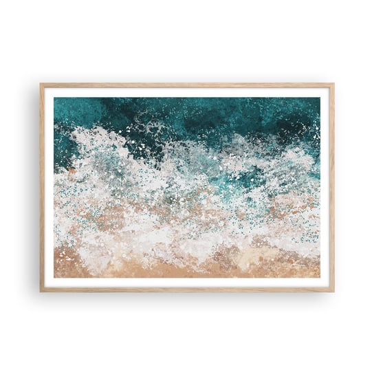 Obraz - Plakat - Morskie opowieści - 100x70cm - Woda Plaża Morze - Foto Plakaty w ramie koloru jasny dąb do Salonu Sypialni ARTTOR ARTTOR