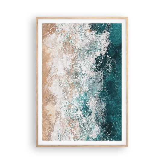 Obraz - Plakat - Morskie opowieści - 70x100cm - Woda Plaża Morze - Foto Plakaty w ramie koloru jasny dąb do Salonu Sypialni ARTTOR ARTTOR