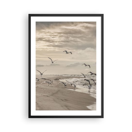 Obraz - Plakat - Morza szum, ptaków śpiew - 50x70cm - Krajobraz Morski Wybrzeże Morze - Nowoczesny modny obraz Plakat czarna rama ARTTOR ARTTOR