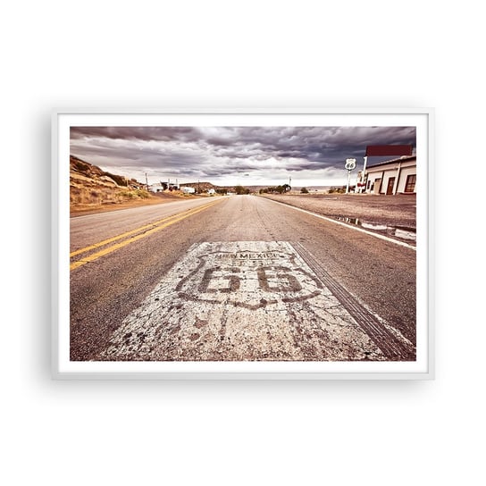 Obraz - Plakat - Mother Road - amerykańska legenda - 100x70cm - Droga 66 Usa California - Foto Plakaty w ramie koloru białego do Salonu Sypialni ARTTOR ARTTOR