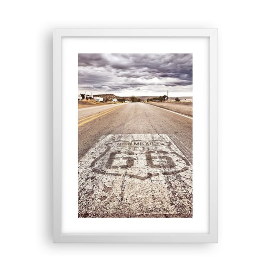 Obraz - Plakat - Mother Road - amerykańska legenda - 30x40cm - Droga 66 Usa California - Foto Plakaty na ścianę w ramie białej - Plakat do Salonu Sypialni ARTTOR ARTTOR