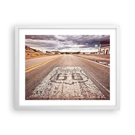 Obraz - Plakat - Mother Road - amerykańska legenda - 50x40cm - Droga 66 Usa California - Foto Plakaty w ramie koloru białego do Salonu Sypialni ARTTOR ARTTOR