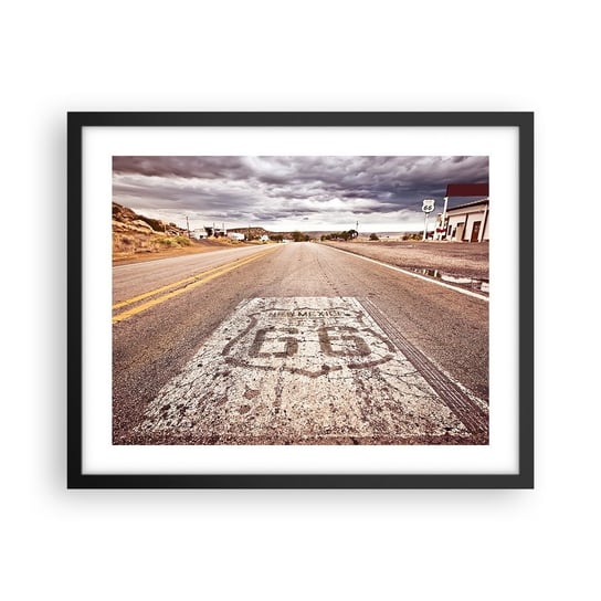 Obraz - Plakat - Mother Road - amerykańska legenda - 50x40cm - Droga 66 Usa California - Foto Plakaty w ramie koloru czarnego do Salonu Sypialni ARTTOR ARTTOR