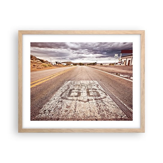 Obraz - Plakat - Mother Road - amerykańska legenda - 50x40cm - Droga 66 Usa California - Foto Plakaty w ramie koloru jasny dąb do Salonu Sypialni ARTTOR ARTTOR
