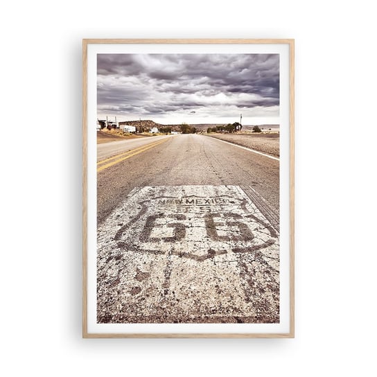 Obraz - Plakat - Mother Road - amerykańska legenda - 70x100cm - Droga 66 Usa California - Foto Plakaty w ramie koloru jasny dąb do Salonu Sypialni ARTTOR ARTTOR