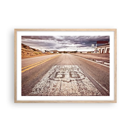 Obraz - Plakat - Mother Road - amerykańska legenda - 70x50cm - Droga 66 Usa California - Nowoczesny modny obraz Plakat rama jasny dąb ARTTOR ARTTOR