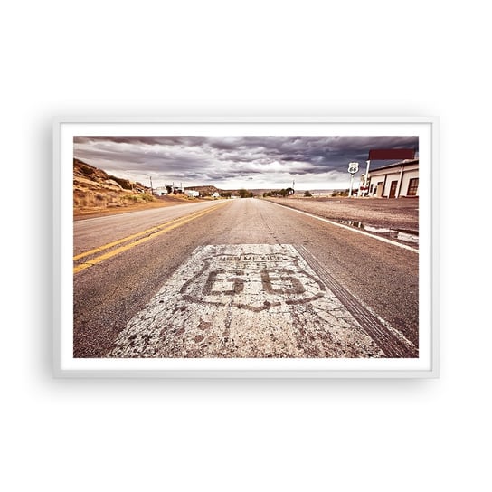 Obraz - Plakat - Mother Road - amerykańska legenda - 91x61cm - Droga 66 Usa California - Foto Plakaty na ścianę w ramie białej - Plakat do Salonu Sypialni ARTTOR ARTTOR